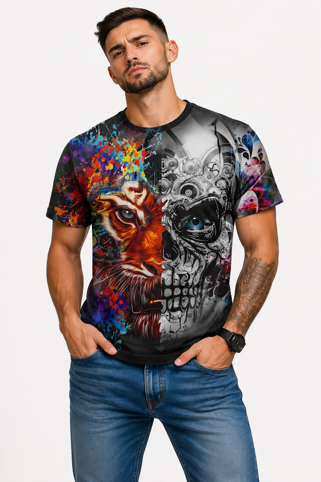 Smoking Skull 3d Digital Print T-shirt