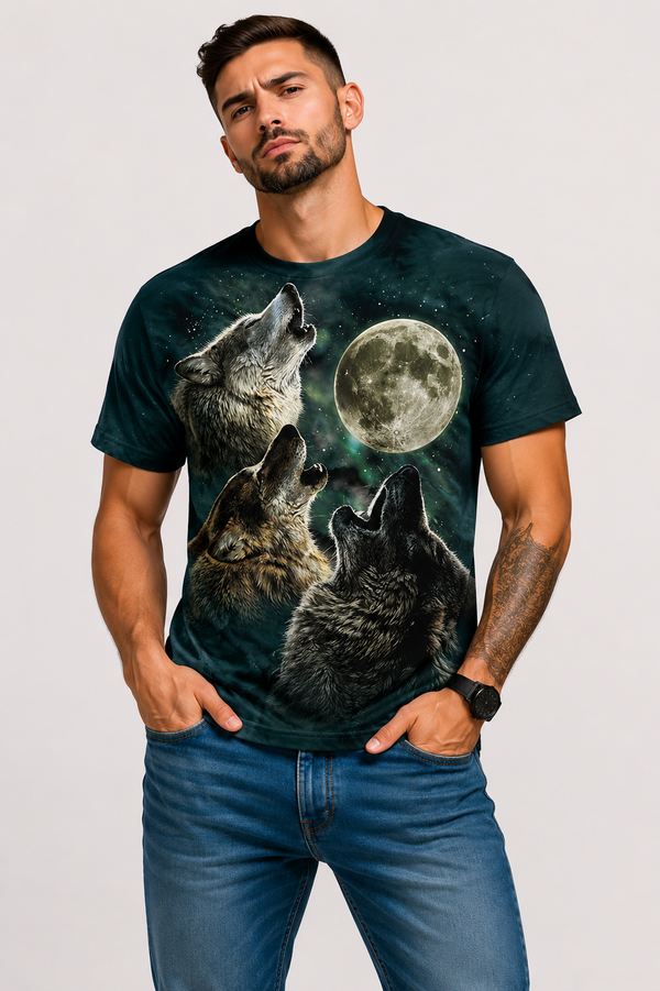 3D Wolf Digital Print T-shirt