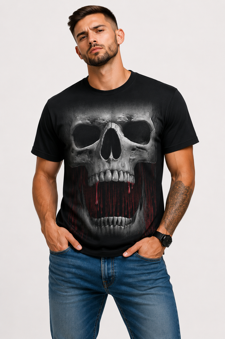 Smoking Skull 3d Digital Print T-shirt